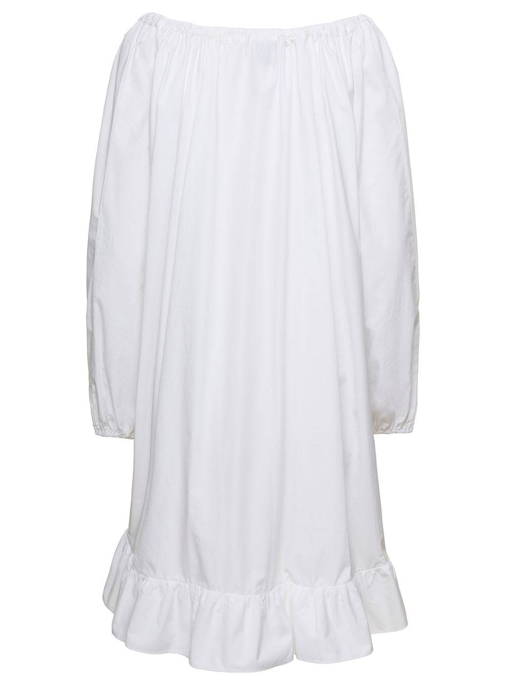 Shop Patou Mini White Frill Dress With Bow Detail In Cotton Woman