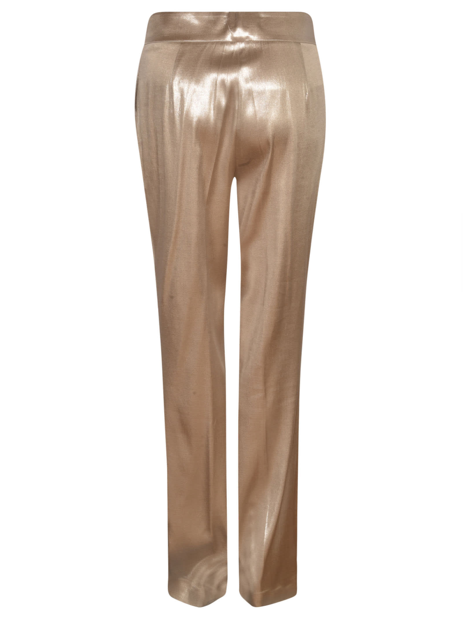 Shop Genny High-waist Metallic Trousers In Silver
