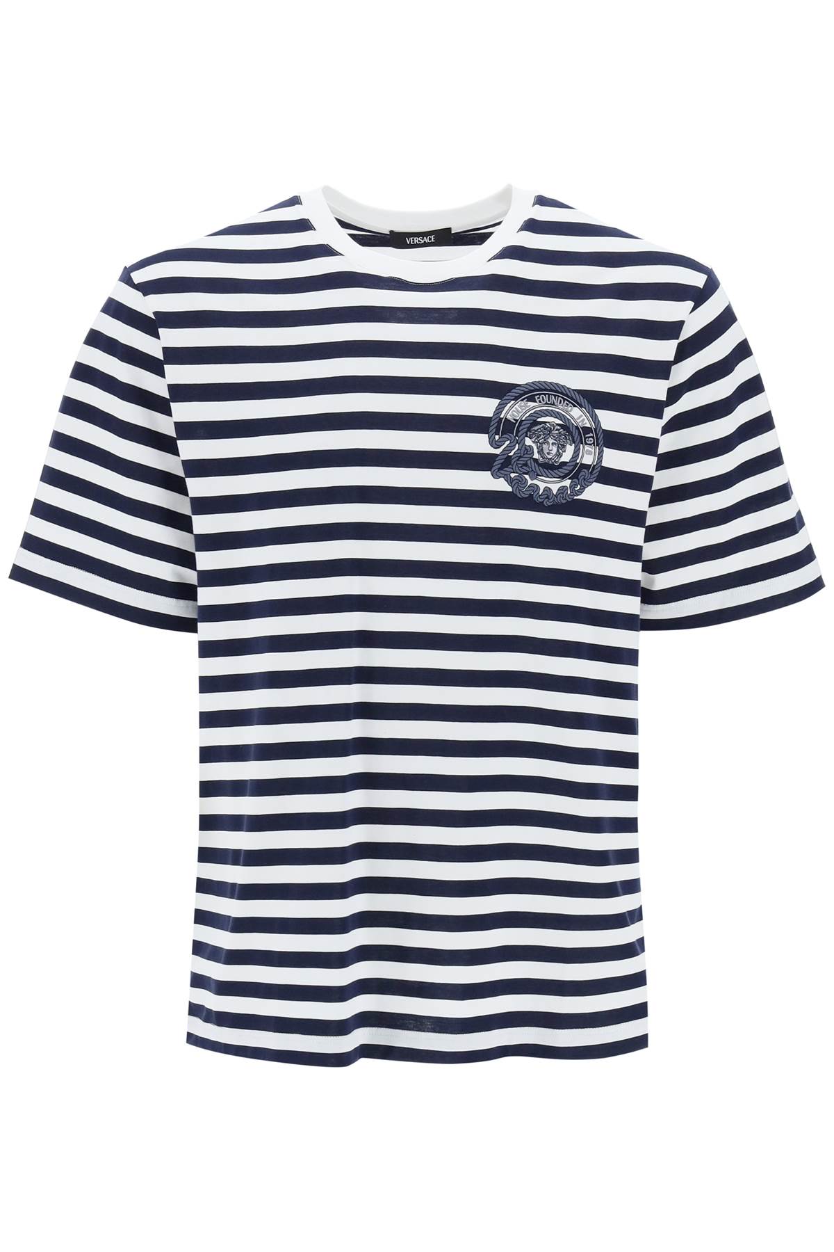 Shop Versace Striped T-shirt In White