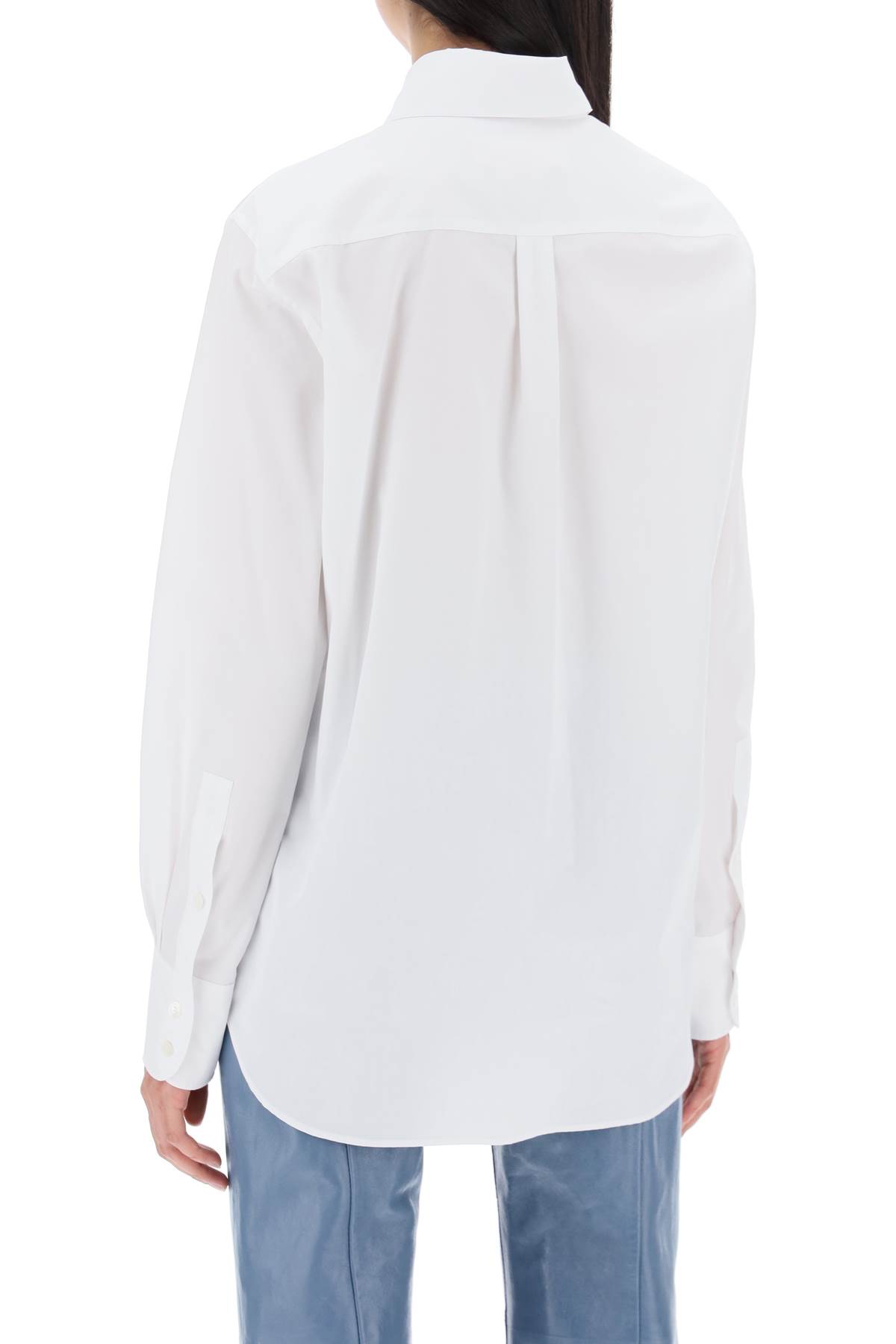 Shop Marni Shirt With Flower Print Patch And Embroidered Logo In Lily White (white)