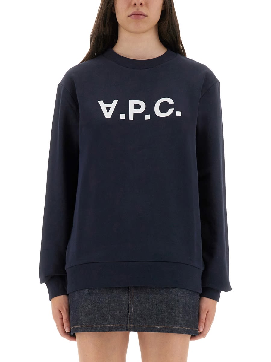 Apc Elisa Vpc Logo Sweatshirt In Inverted Print In Blue