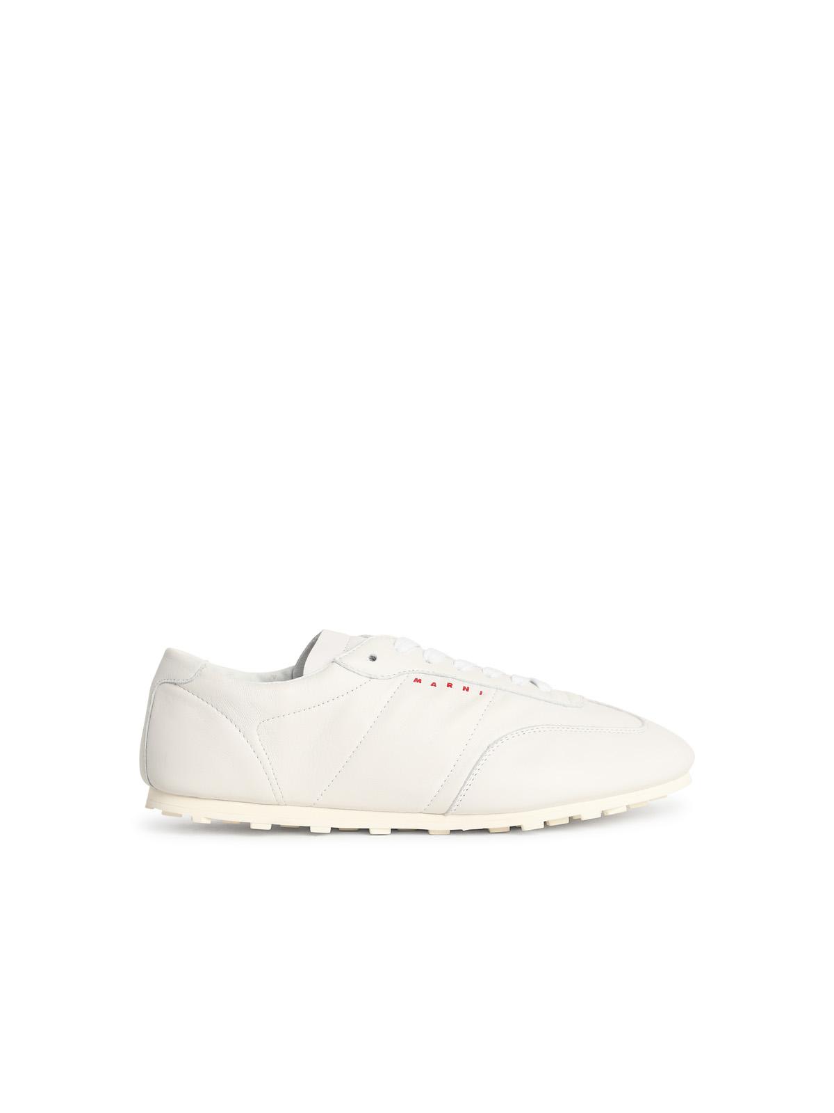 Marni Low-top Sneakers In Leather.round Toelace-up Fasteninglogo Patch At Tonguepanel Constructionchunky S In White