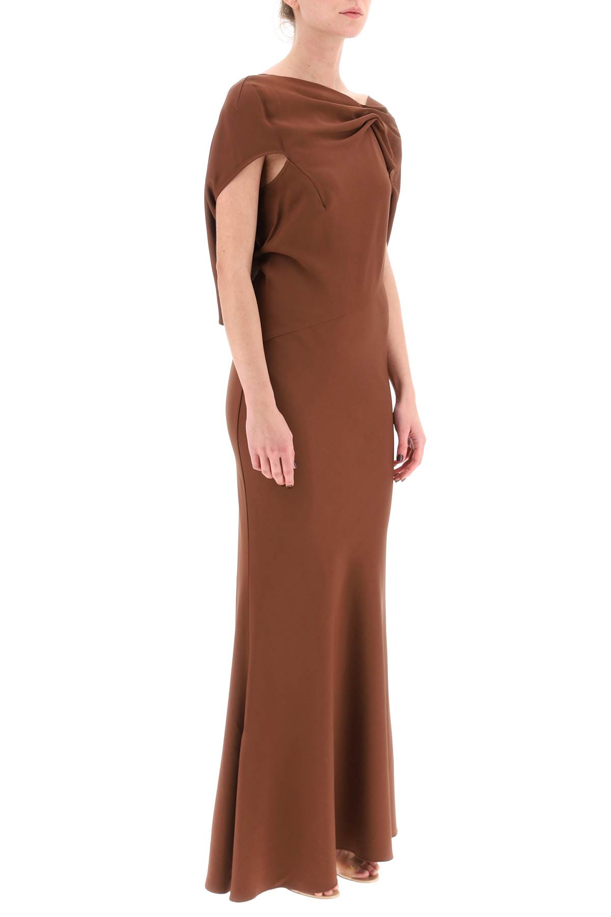 Shop Roland Mouret Long Cady Dress In Brown (brown)