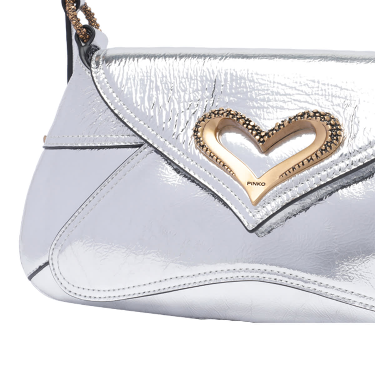 Shop Pinko 520 Shoulder Bag In Silver