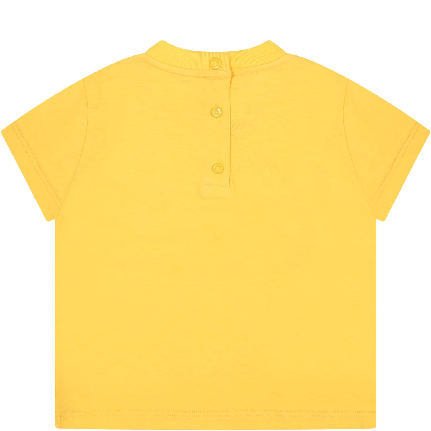 Shop Fendi White T-shirt For Baby Boy With Logo In Yellow