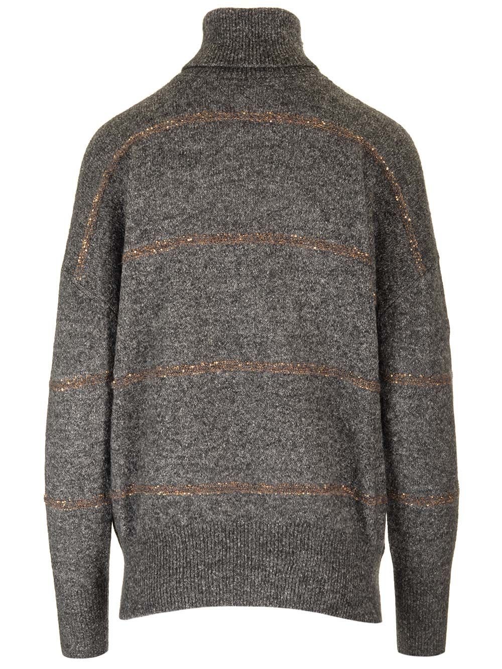 Shop Brunello Cucinelli Oversized Turtleneck In Grey