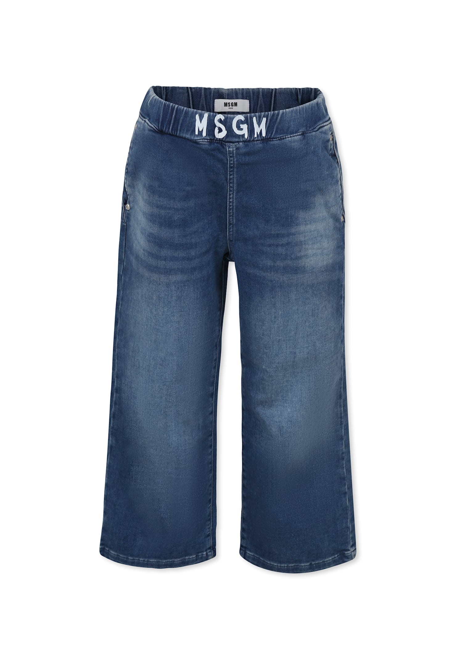Msgm Logo-print Jeans In Blue