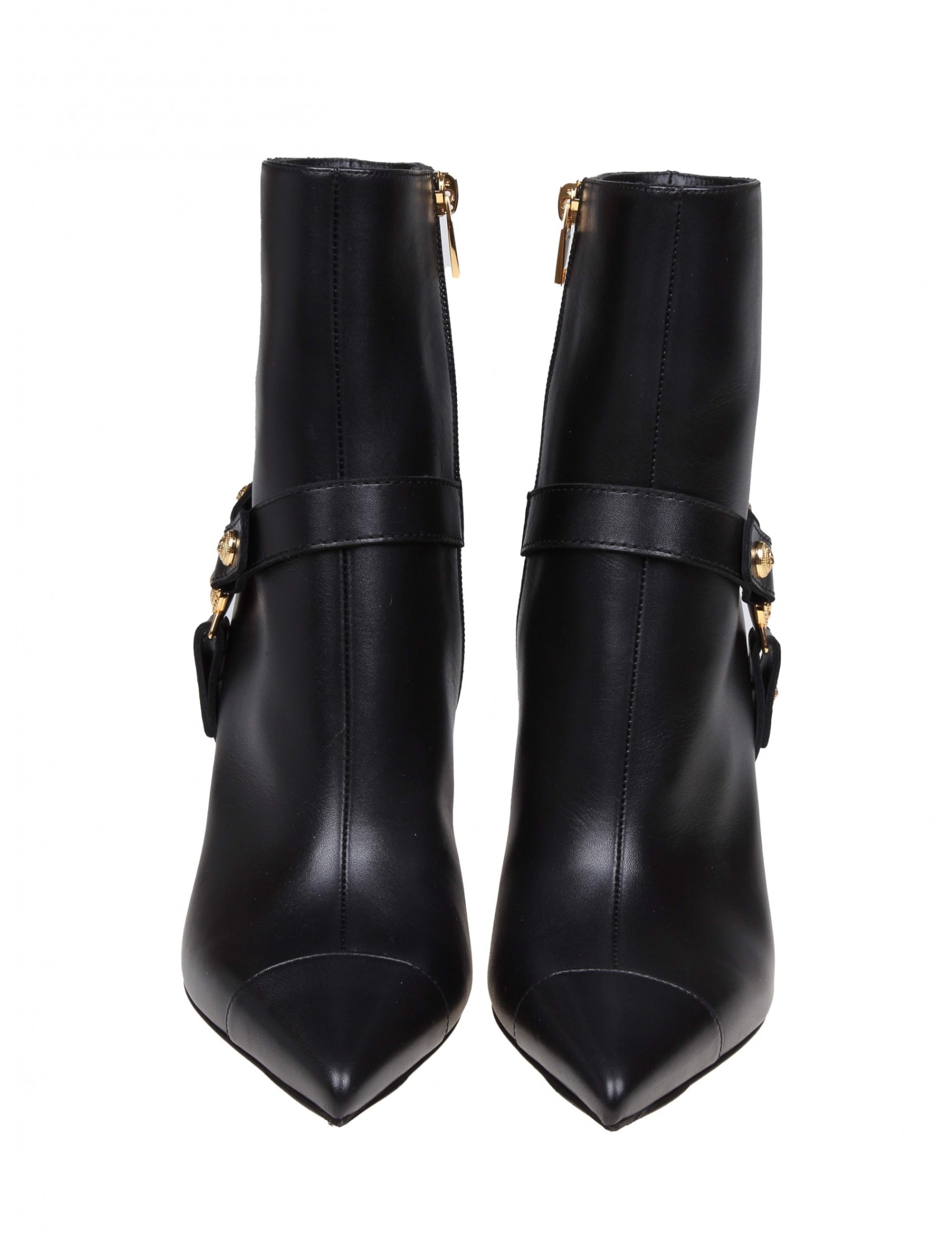 Shop Balmain Black Leather Eva Ankle Boot In Noir