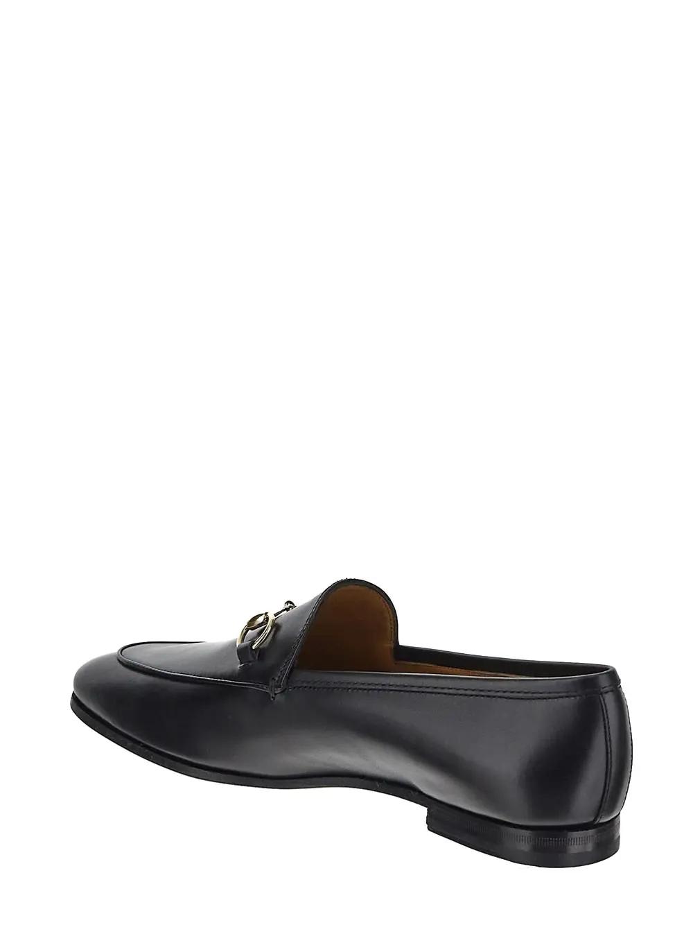 Gucci Polished Black Leather Loafers With Gold-tone Hardware In Black