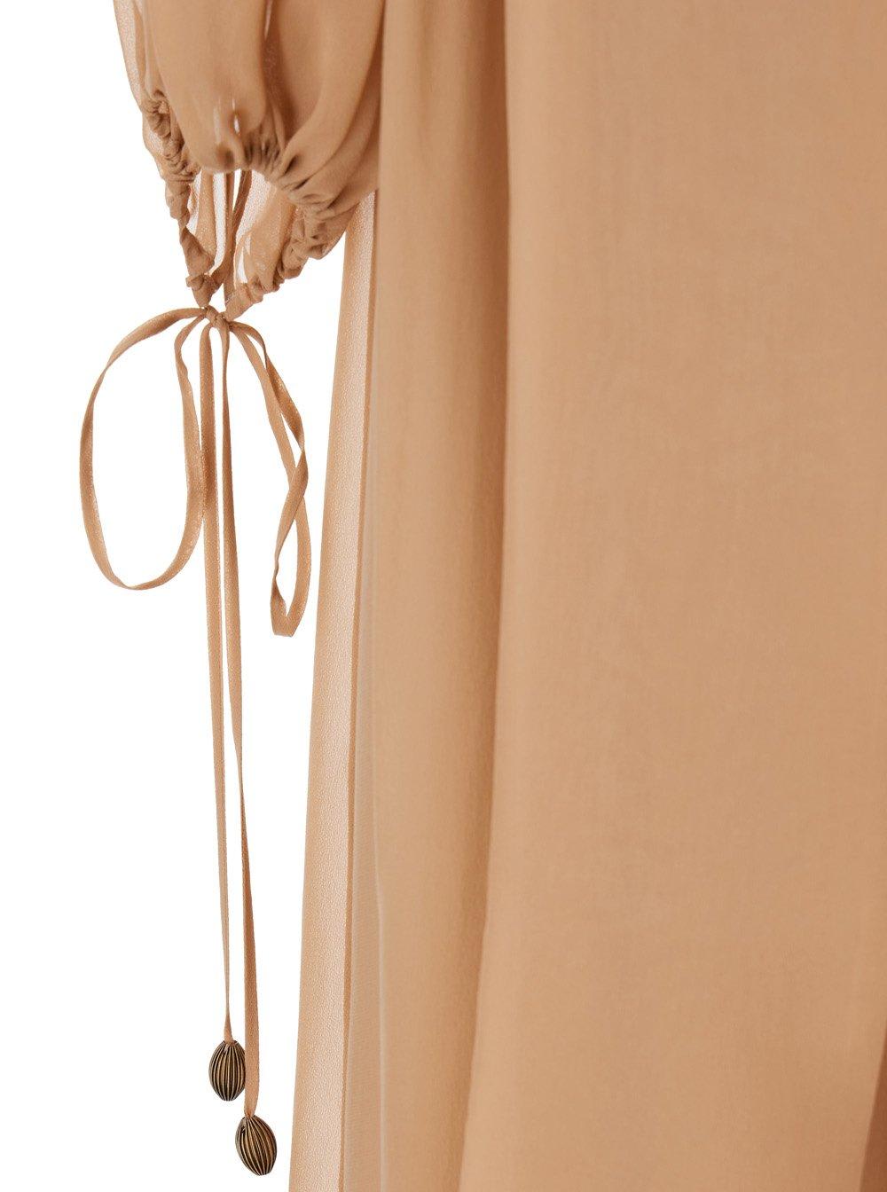 Shop Chloé Mock-neck Gathered Maxi Dress In Beige