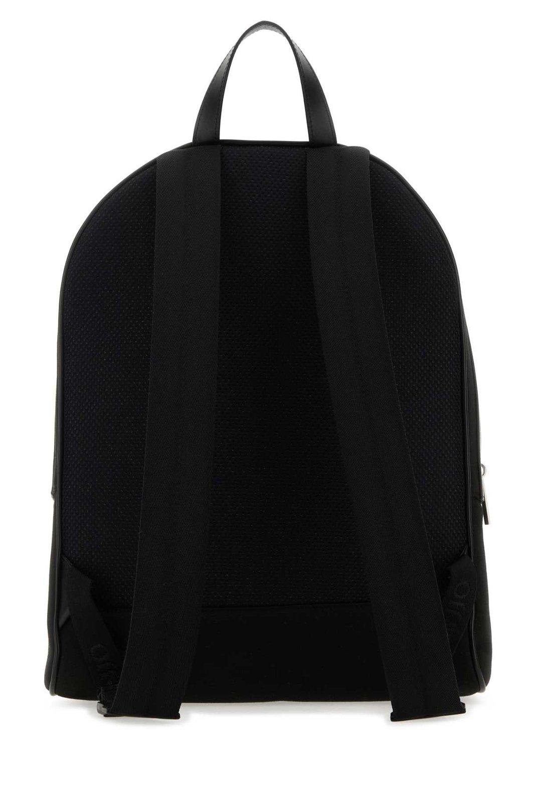 Shop Off-white Logo Embroidered Zipped Backpack In Black