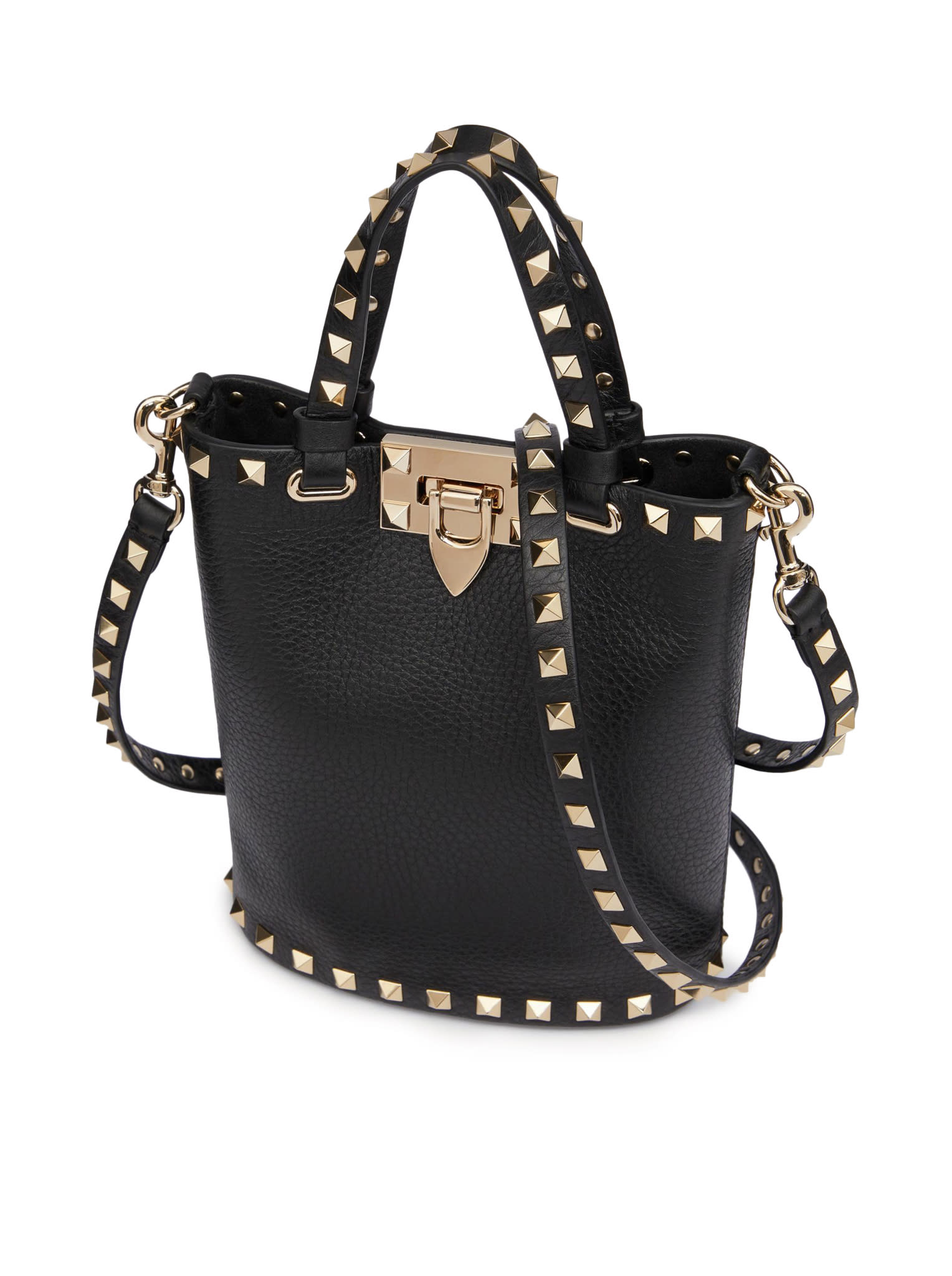 Shop Valentino Mini Tote Rockstud Vitello Stampa Alce/platinum Studs In No Black