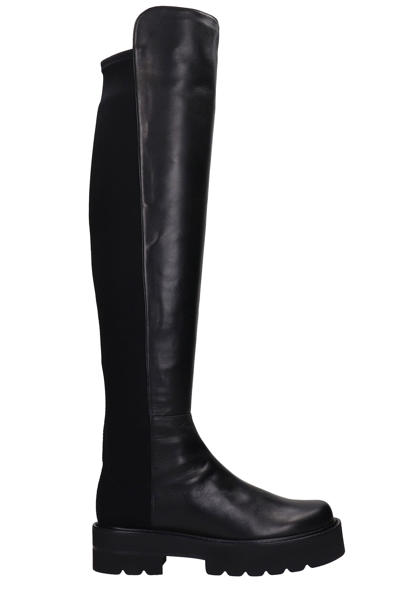 Stuart Weitzman Ultrafit Low Heels Boots In Black Leather