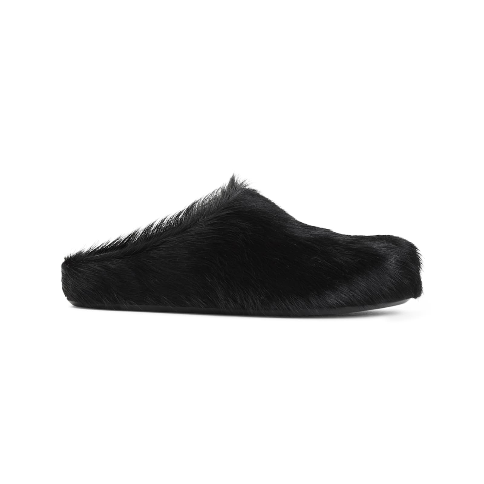 Marni Fussbett Calf Hair Slippers In Black