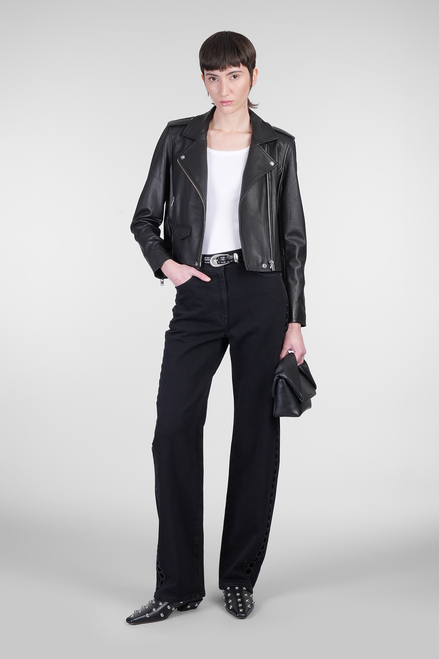 Iro Ashville Biker Jacket In Black Rayon In Black
