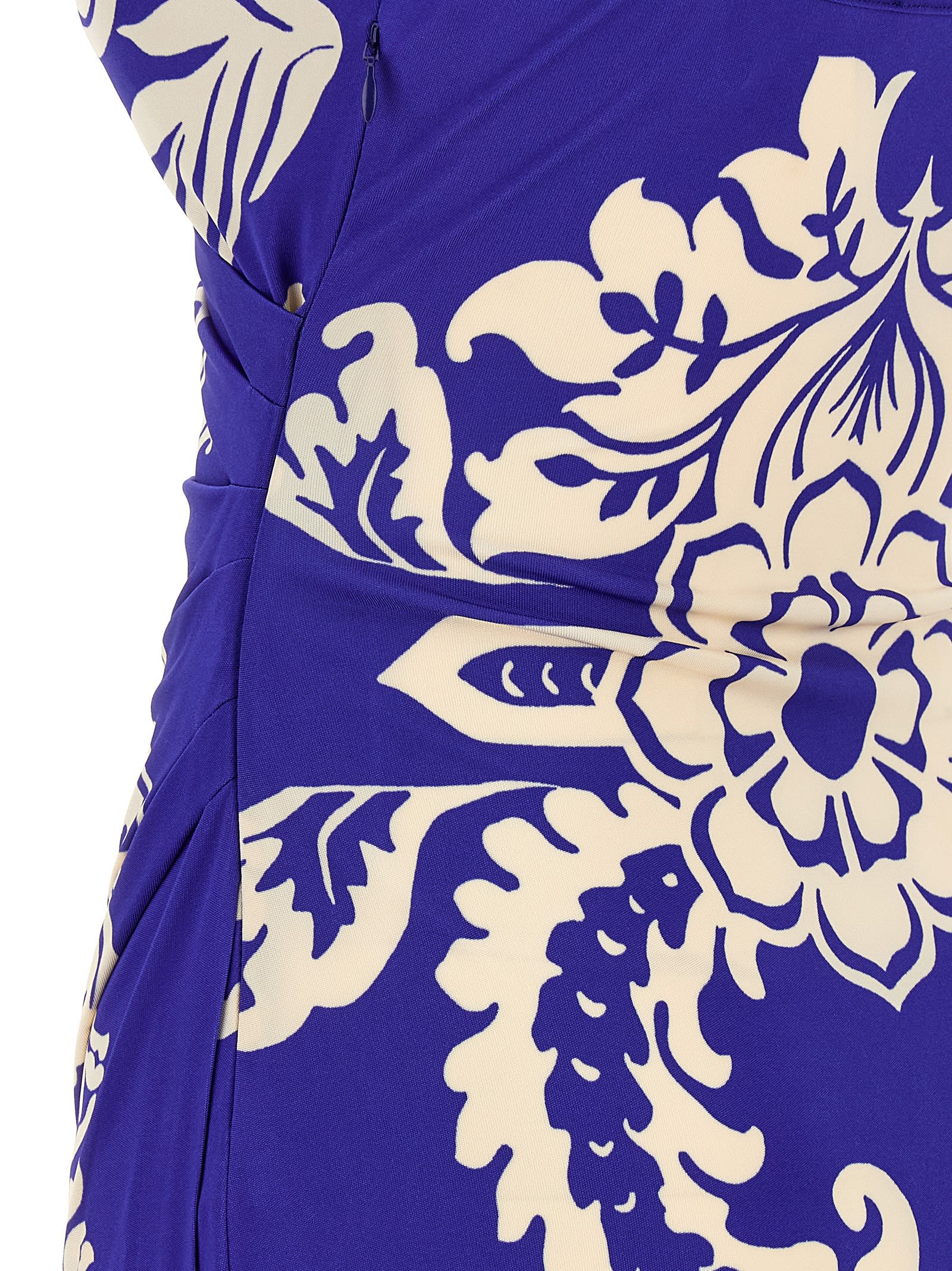 Etro Blue Long Dress With Spaghetti Straps And All-over Print In Multi