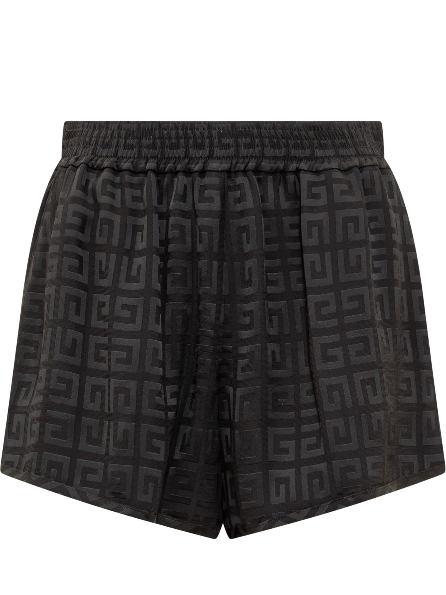 GIVENCHY BLACK SHORTS WITH ZIP IN 4G JACQUARD