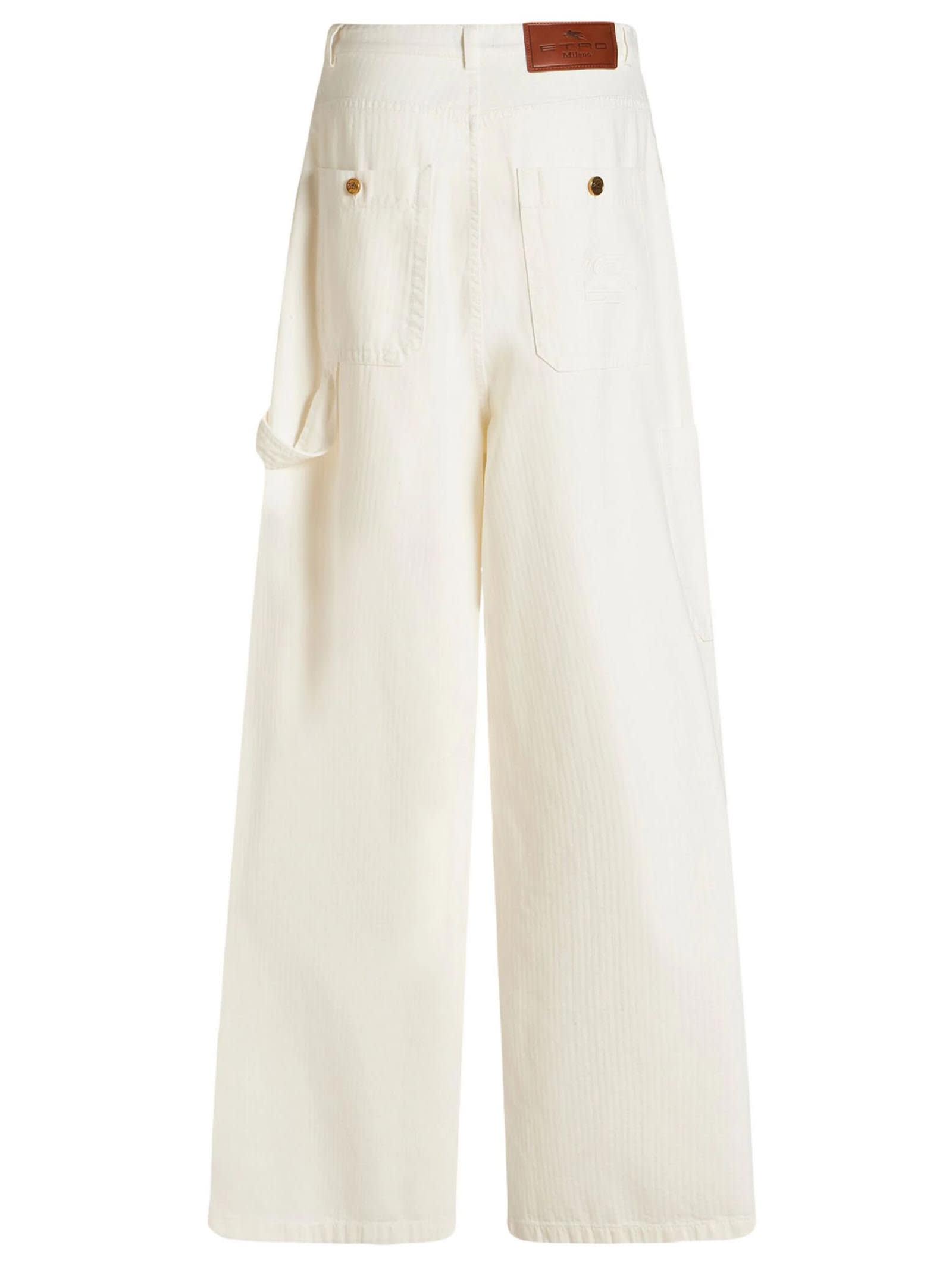 Shop Etro White Cotton Denim Jeans In Bianco