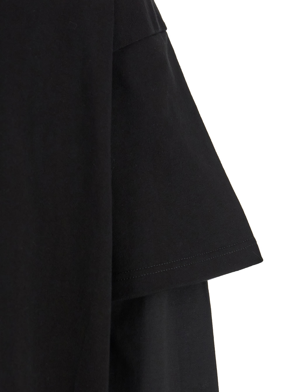 Jil Sander Black Crewneck T-shirt With Logo Lettering On The Rear And Layered Design