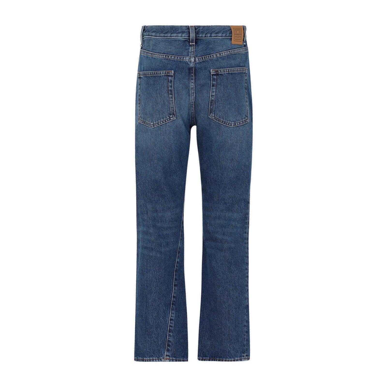 Totême Twisted Seam High-rise Straight-leg Organic-denim Jeans In Blue