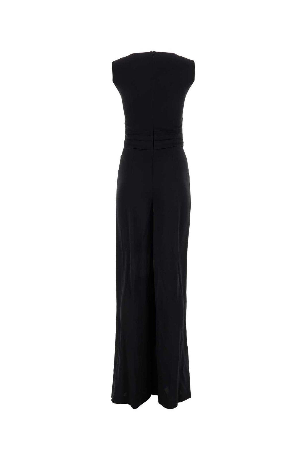 Shop Alberta Ferretti V-neck Long-length Sleeveless Dress In Black