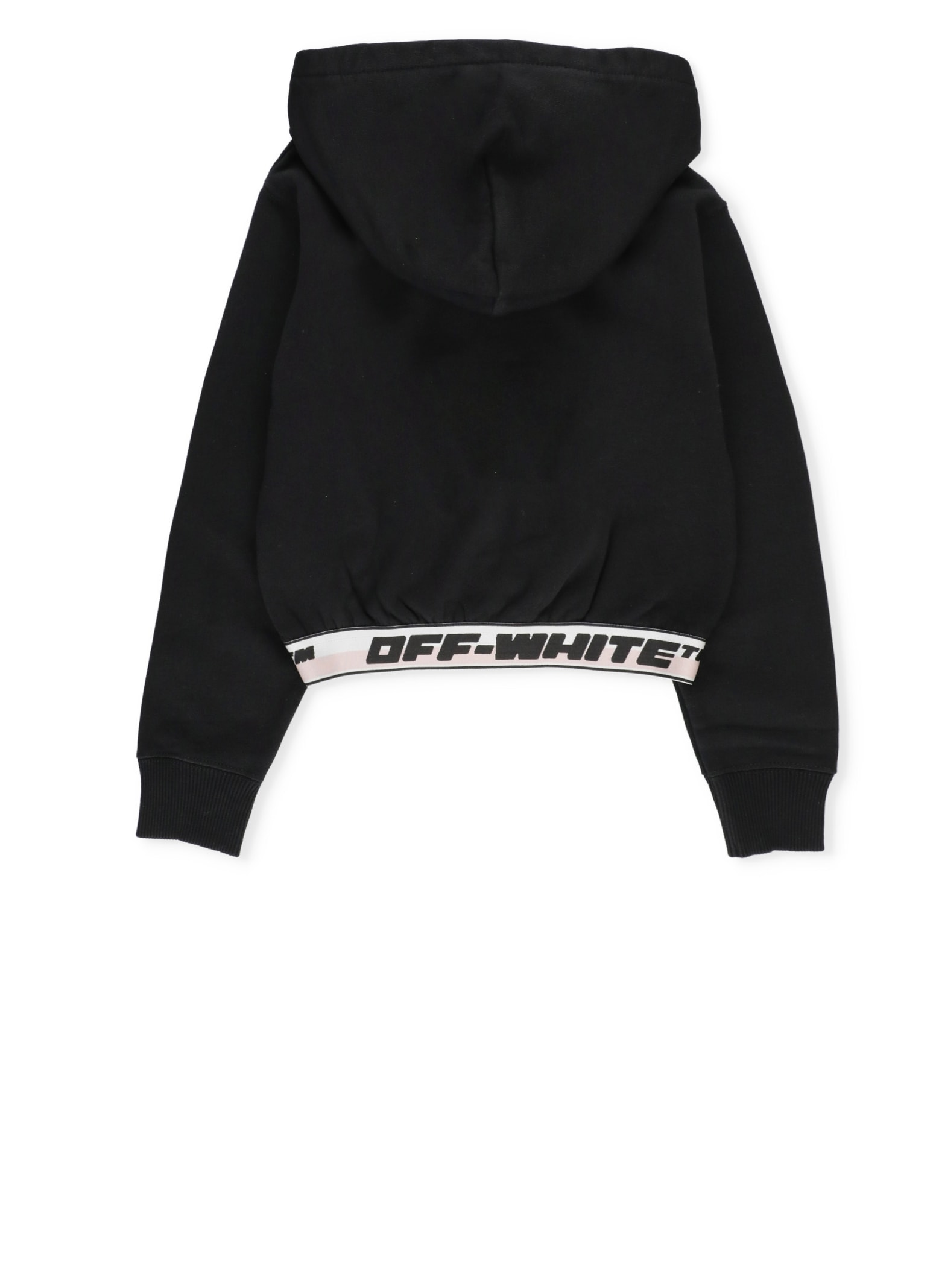 Shop Off-white Logo Band Cropped Hoodie In Black