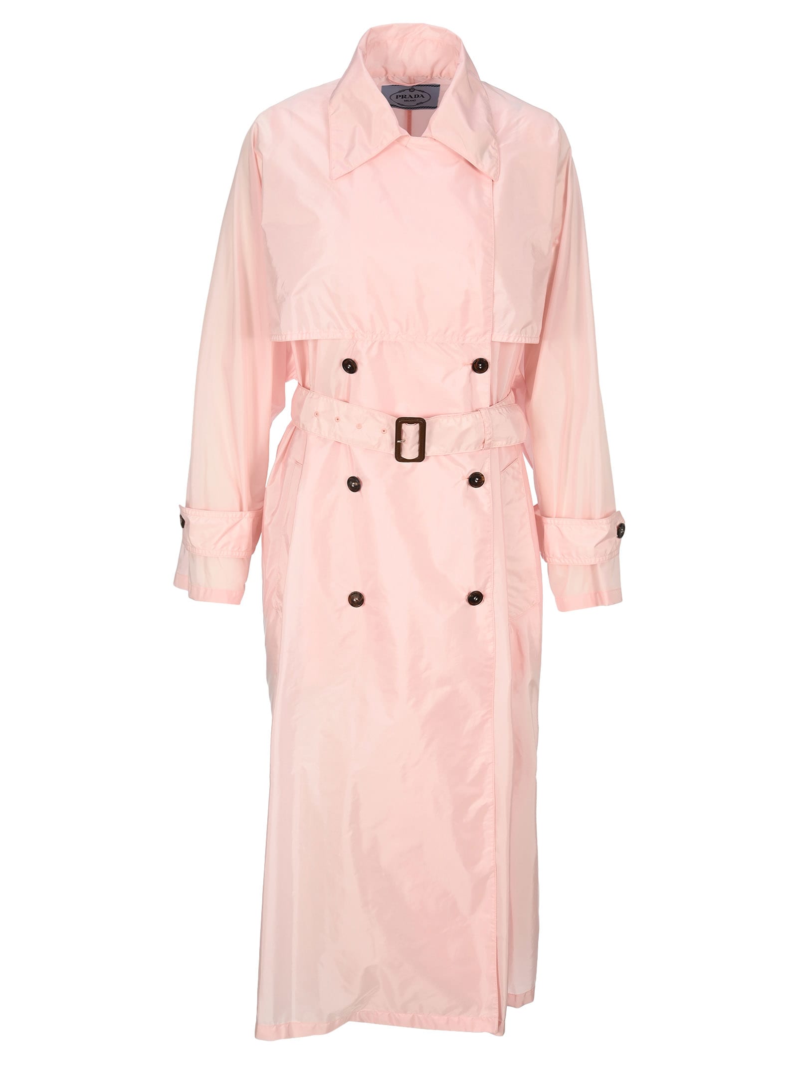Prada Double Breasted Trench Coat In Light Pink | ModeSens