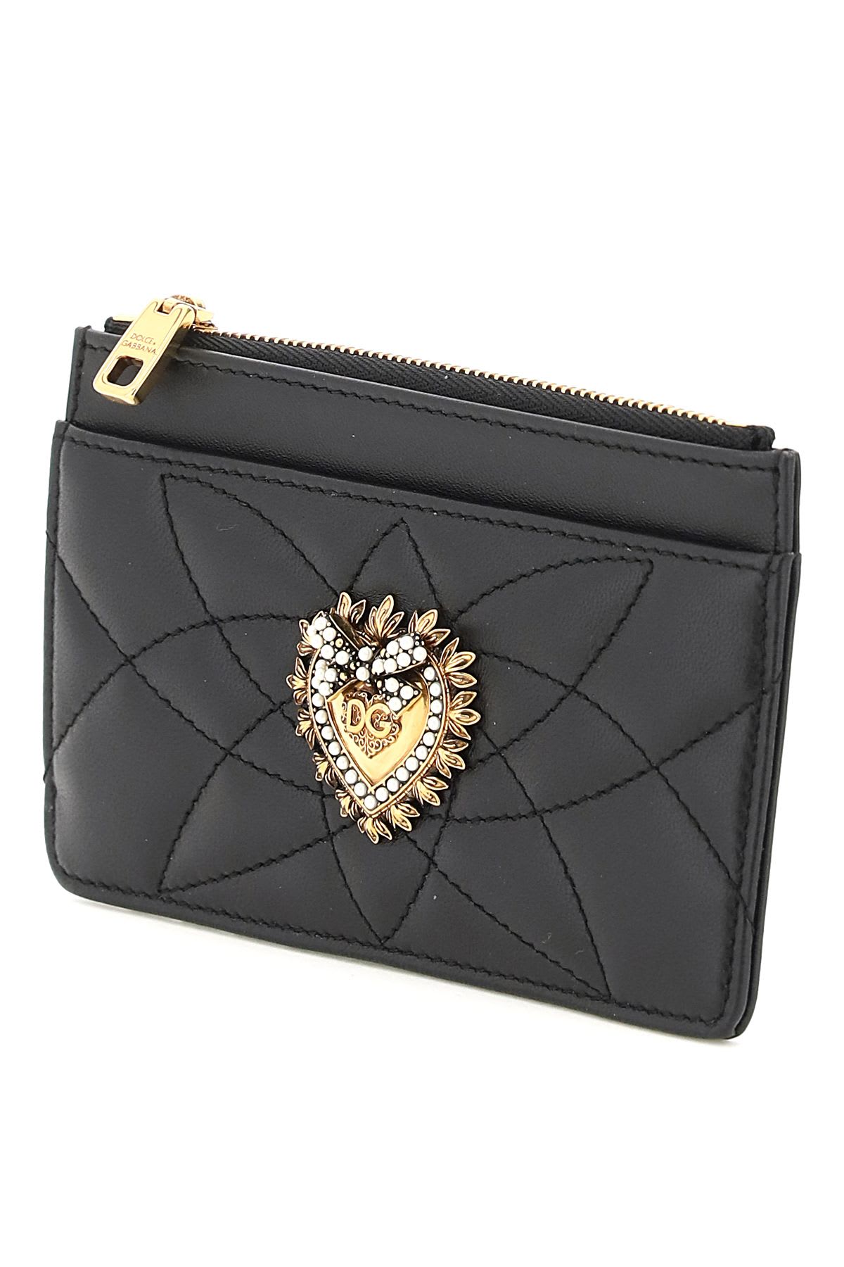 Shop Dolce & Gabbana Devotion Zipped Card Holder In Nero