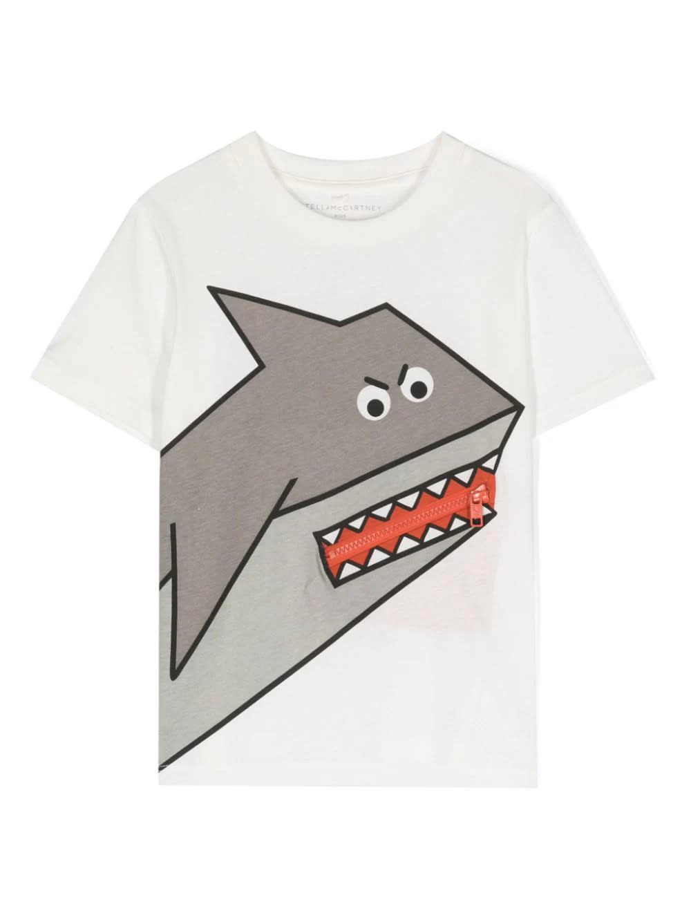 Stella Mccartney Kids' Shark Motif T-shirt In Ivory In White