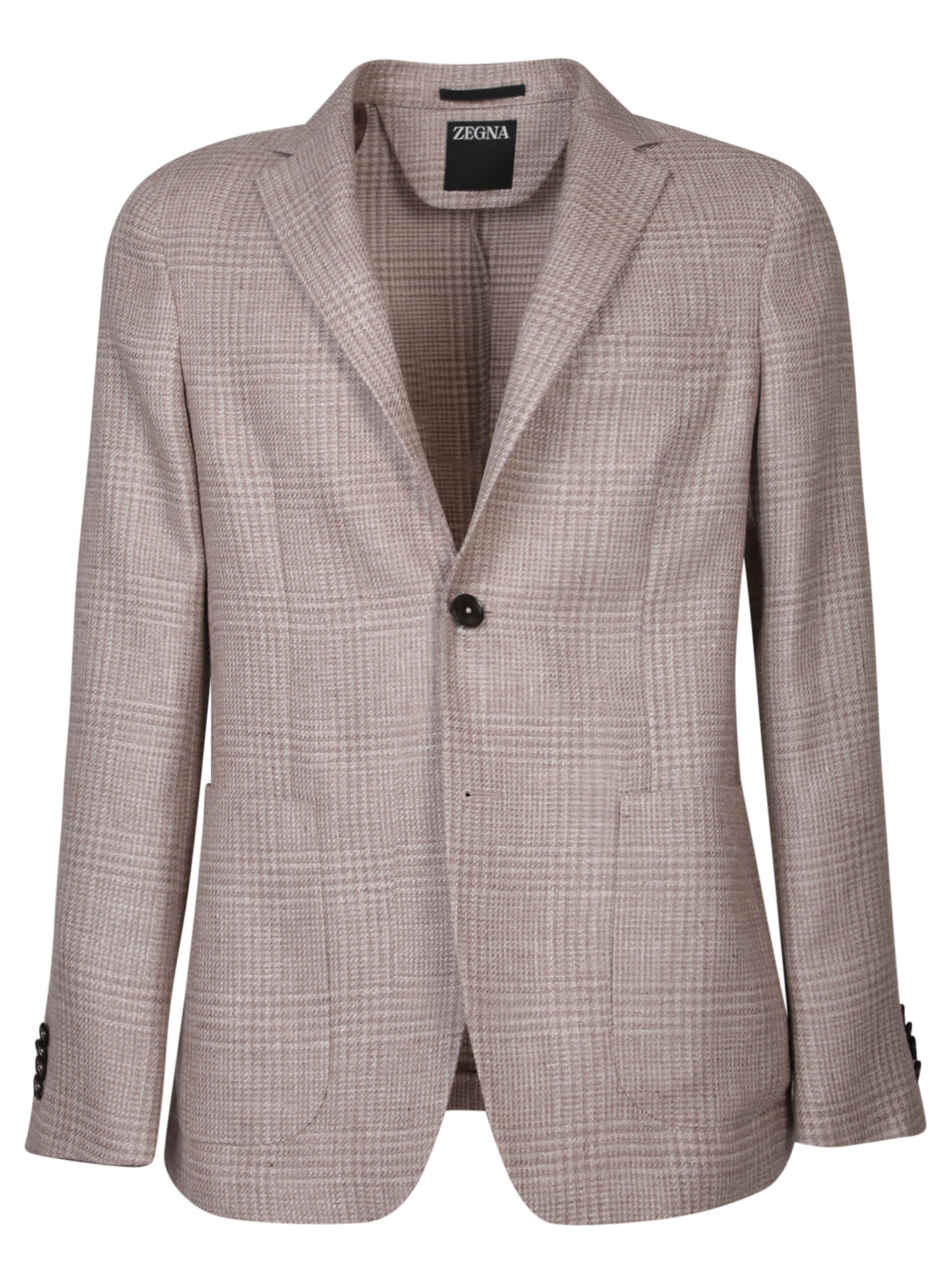 Wool Houndstooth Jacket In White/beige