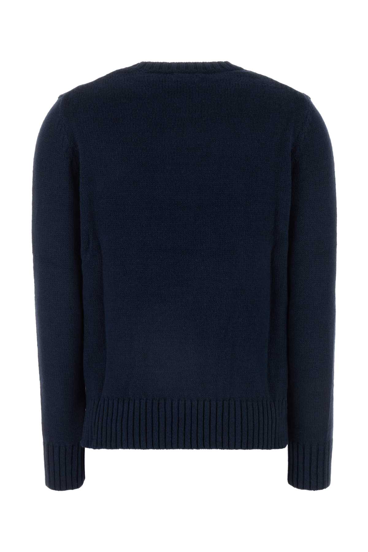 Shop Polo Ralph Lauren Navy Blue Cotton Blend Sweater In Navymulti