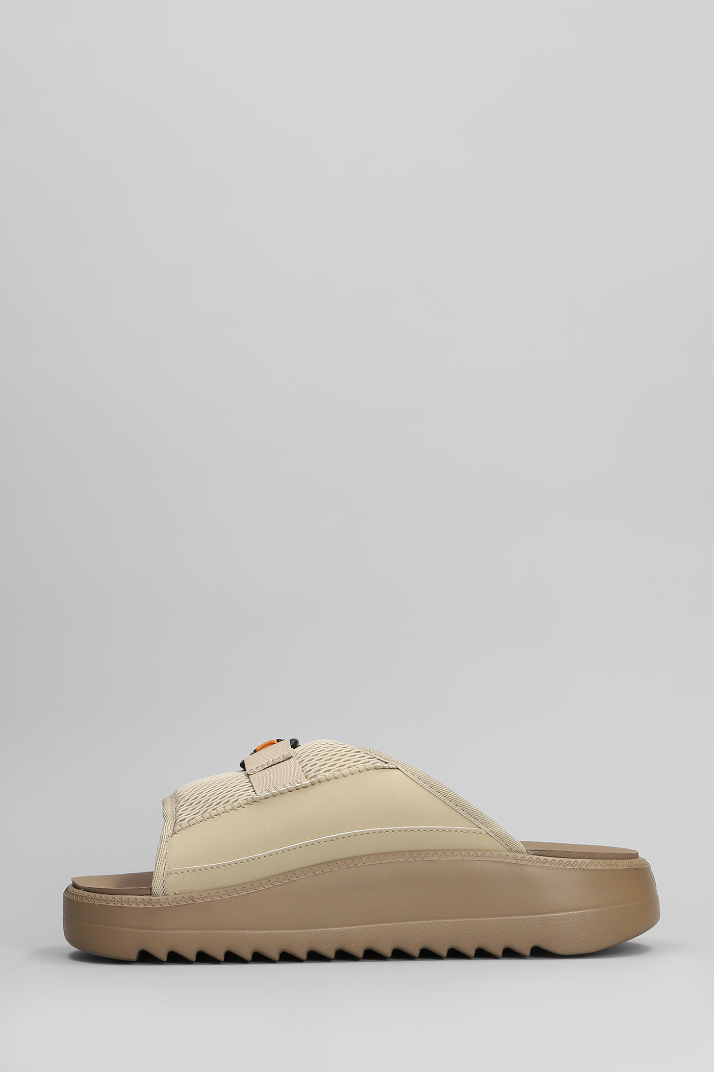 UGG MAXXER SLIDE 2.0 FLATS IN BEIGE FABRIC