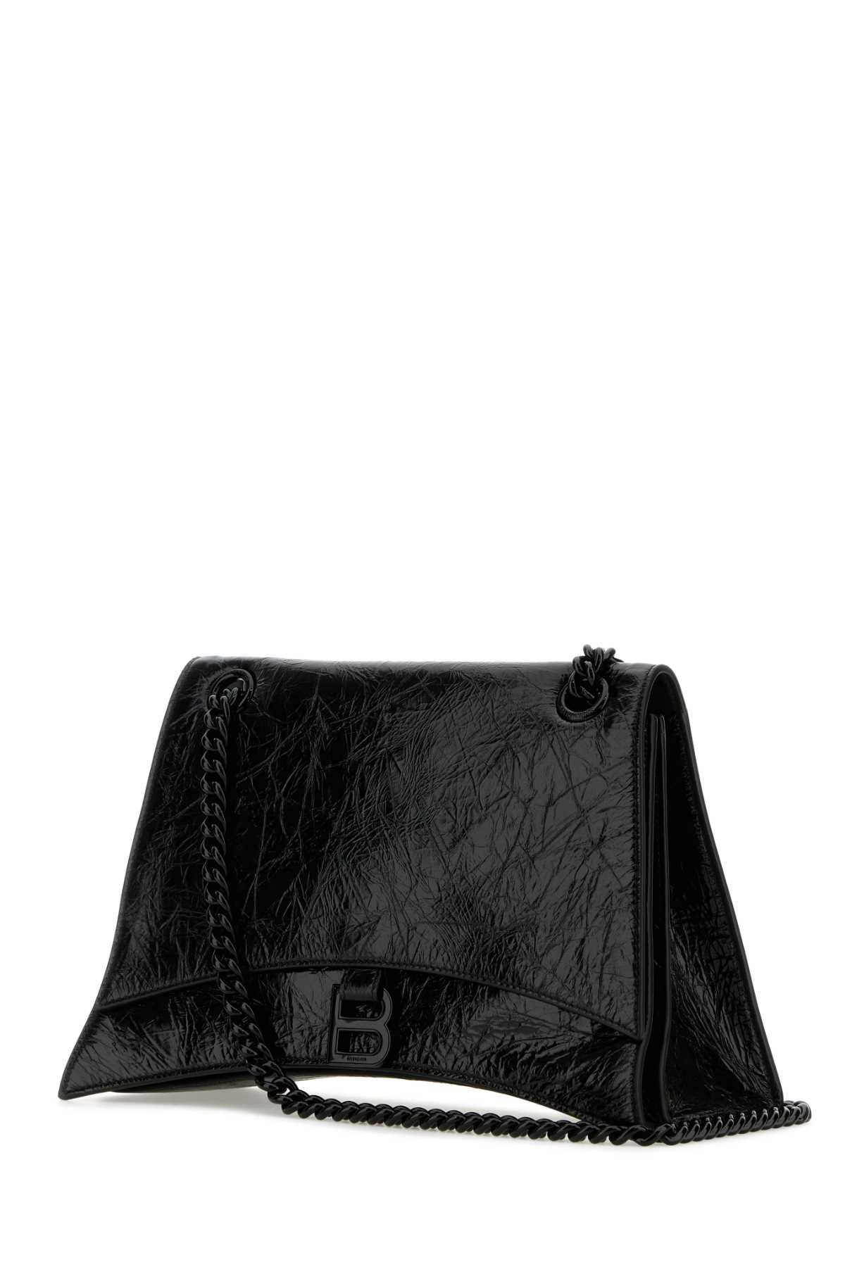 Shop Balenciaga Black Leather Medium Crush Shoulder Bag