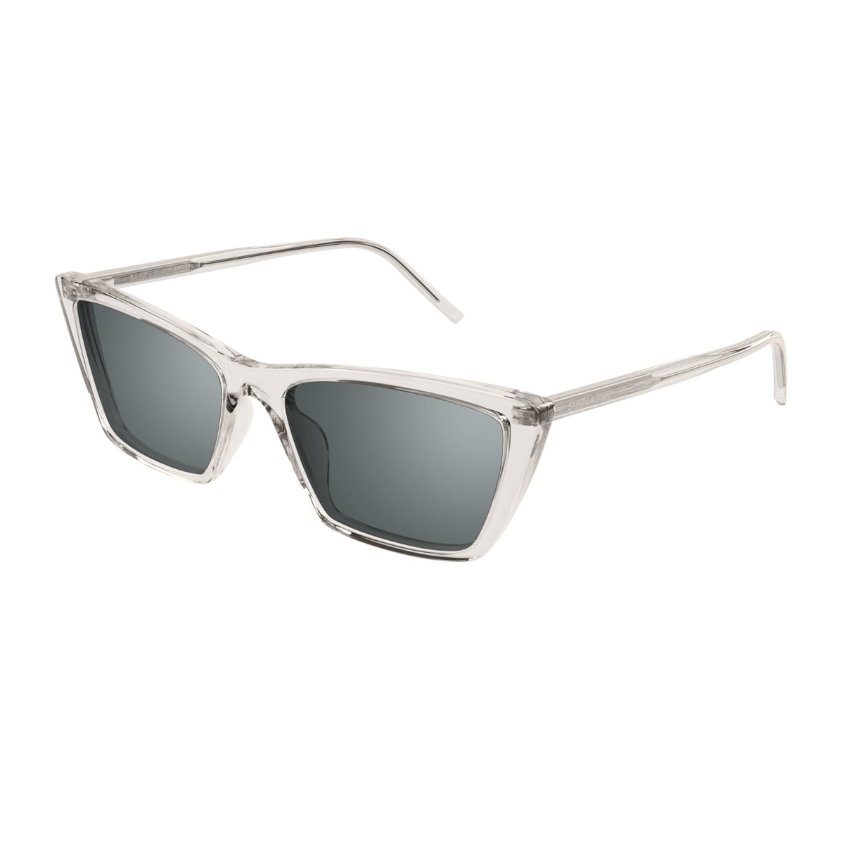 Saint Laurent Sl 737 Mica Thin Linea Sl Logo 004 Beige Silver Sunglasses In Transparent