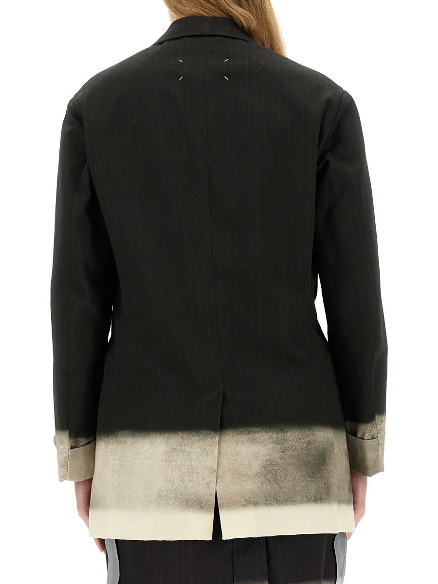 Shop Maison Margiela Trompe Loeil Pinstripe Jacket In Grey
