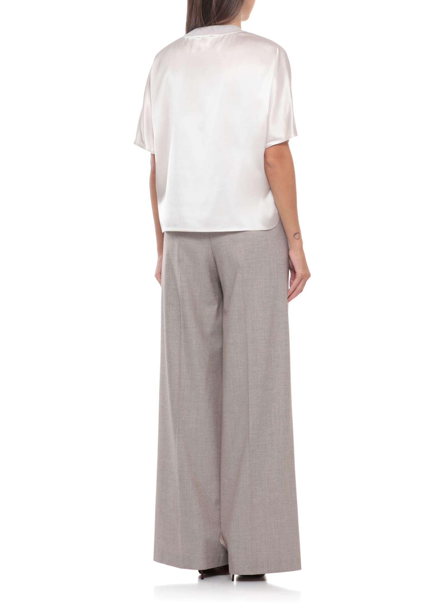 Peserico Round-neck Silk Blouse In White