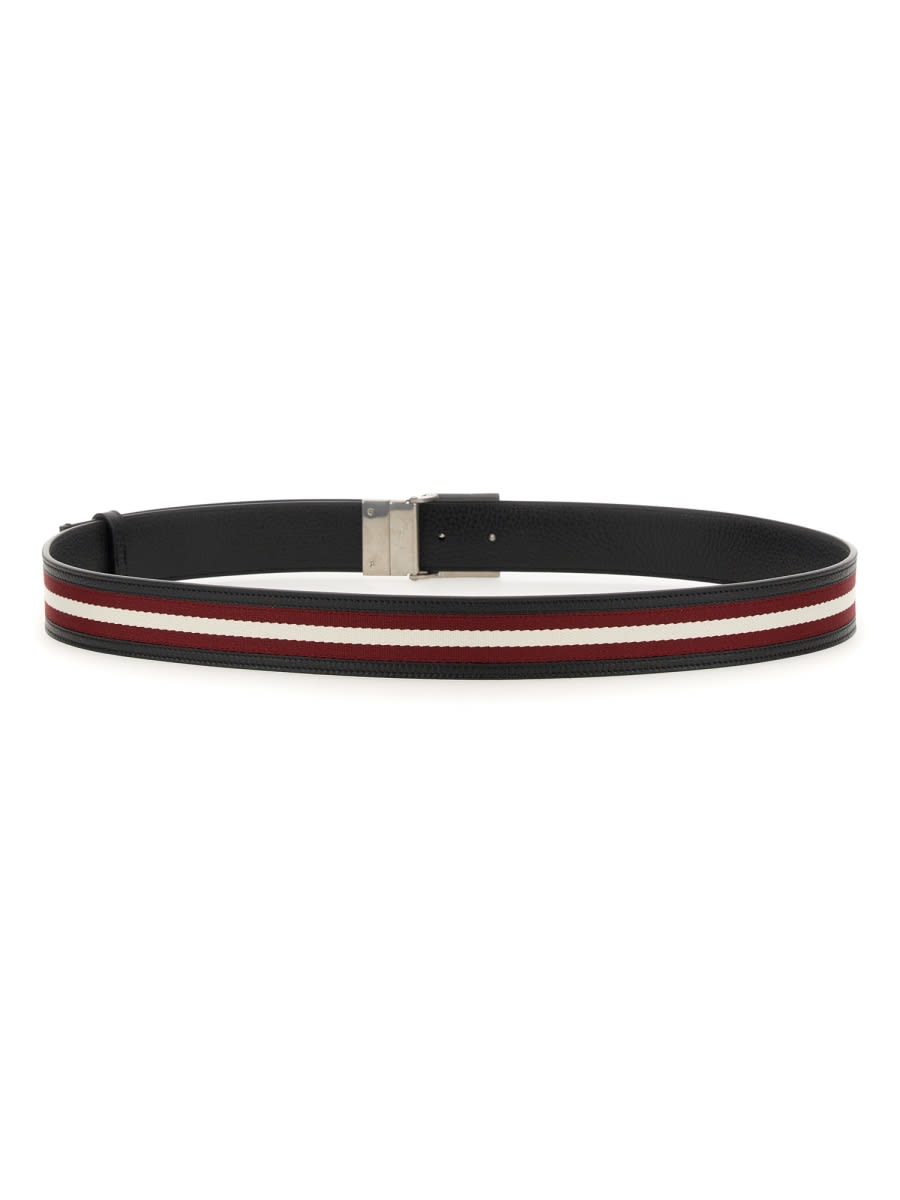 Shop Bally B Bold Belt In Blackredbonepall