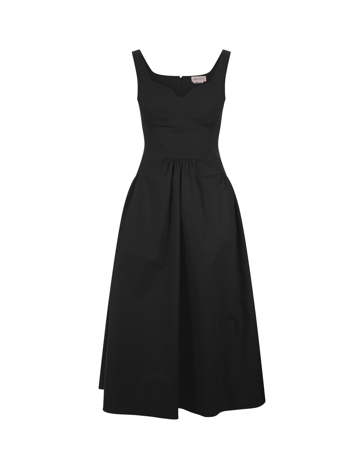 Midi Dress With Heart-shape Neckline In Black