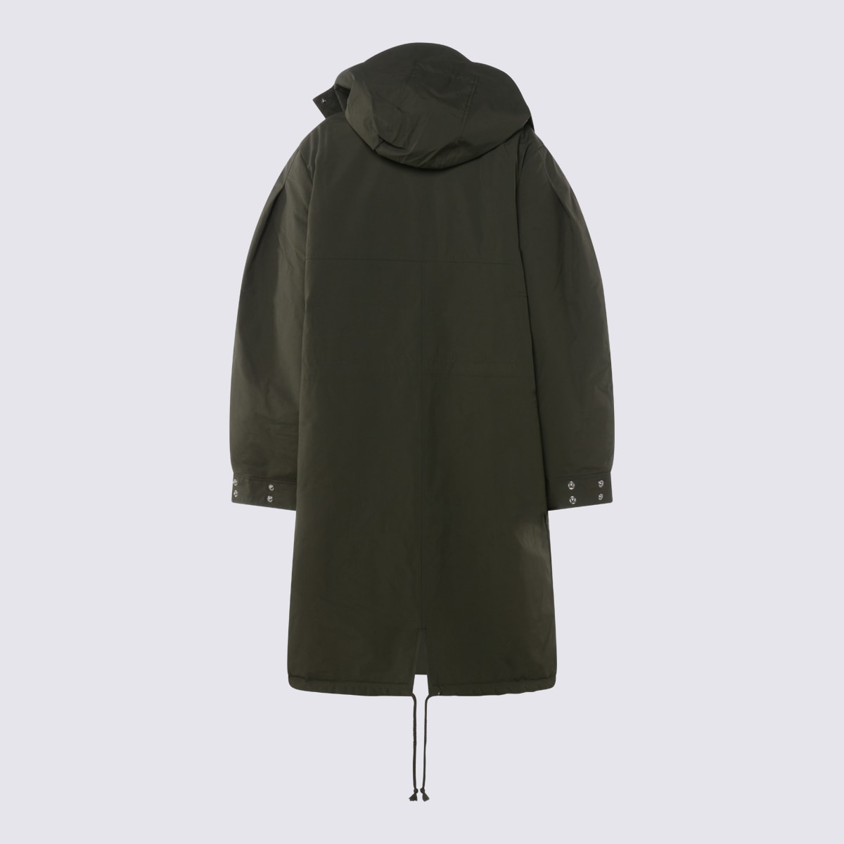 Ganni Military Green Nylon Down Jacket In Green