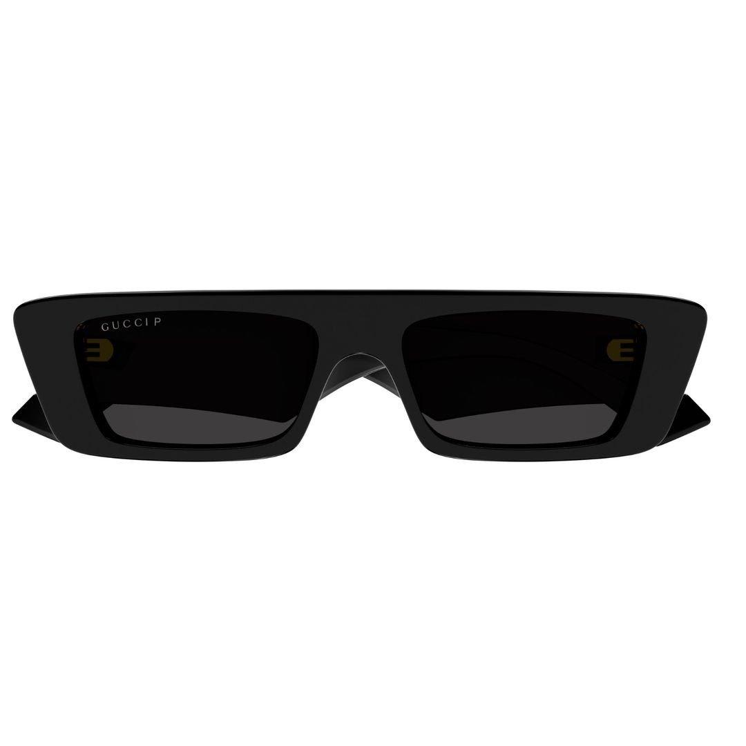 Shop Gucci Rectangle Frame Sunglasses Sunglasses In 002 Black Black Brown