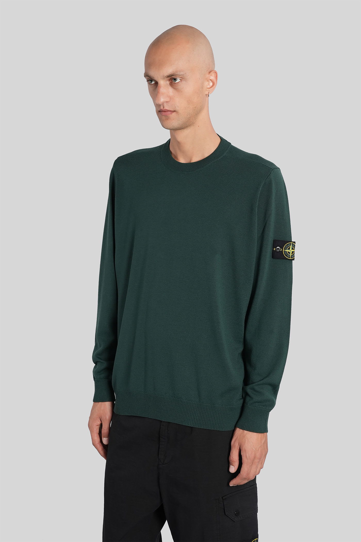Stone Island Military Green Wool Blend Sweater In Green