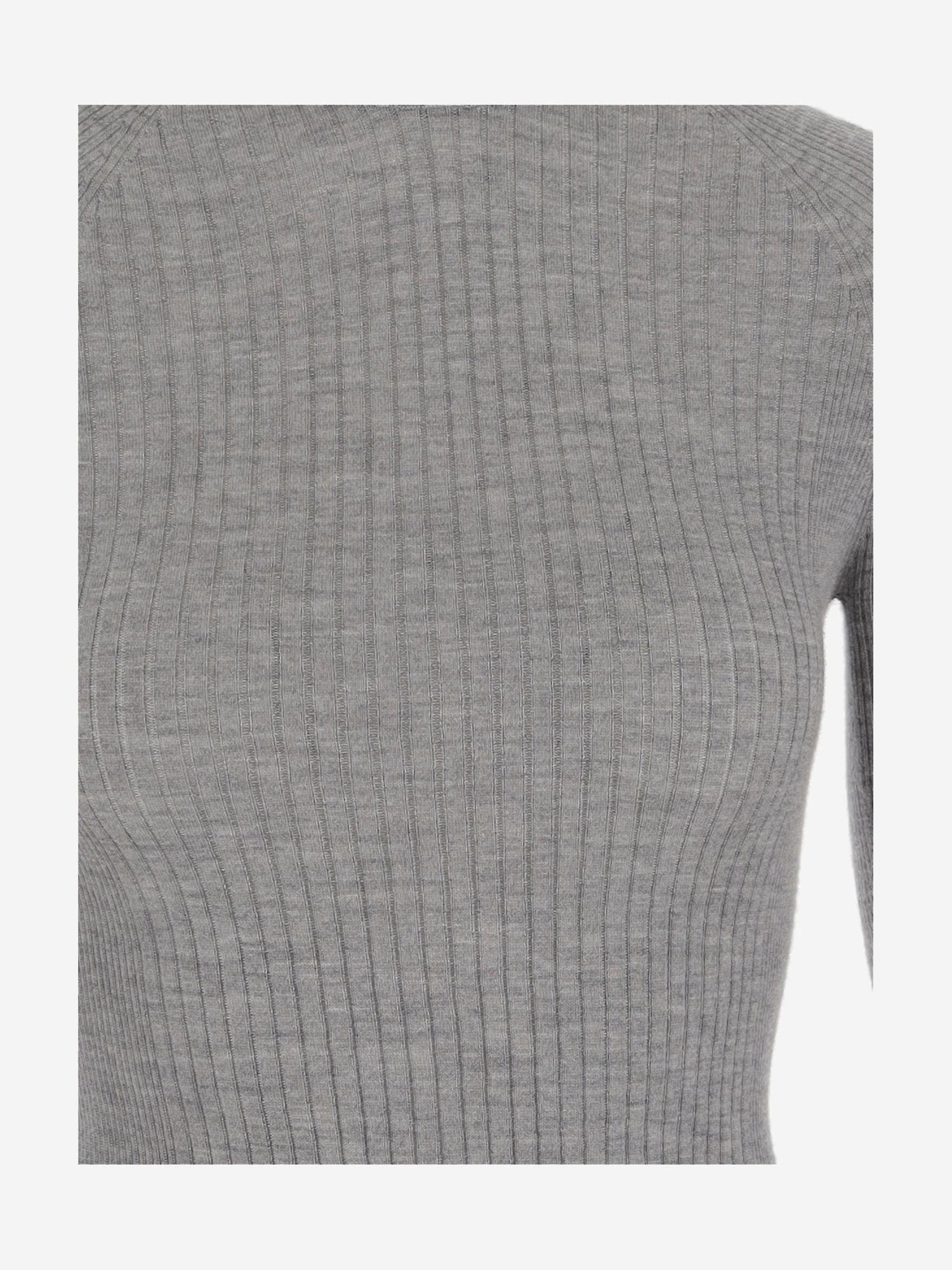 Sa Su Phi Cashmere And Silk Rib Knit Sweater In Gray