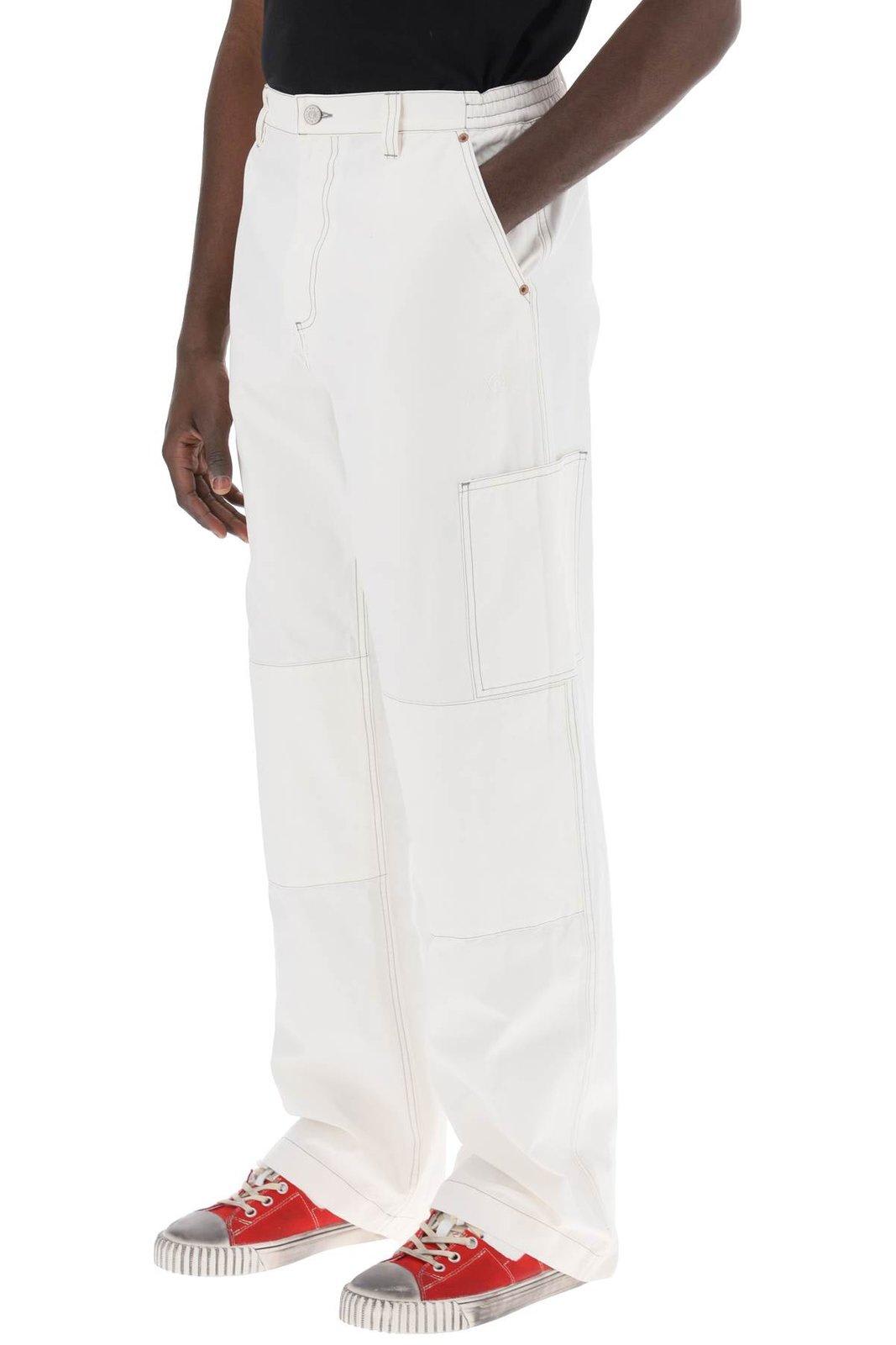 Shop Mm6 Maison Margiela Numeric Signature Trousers In Off White (white)