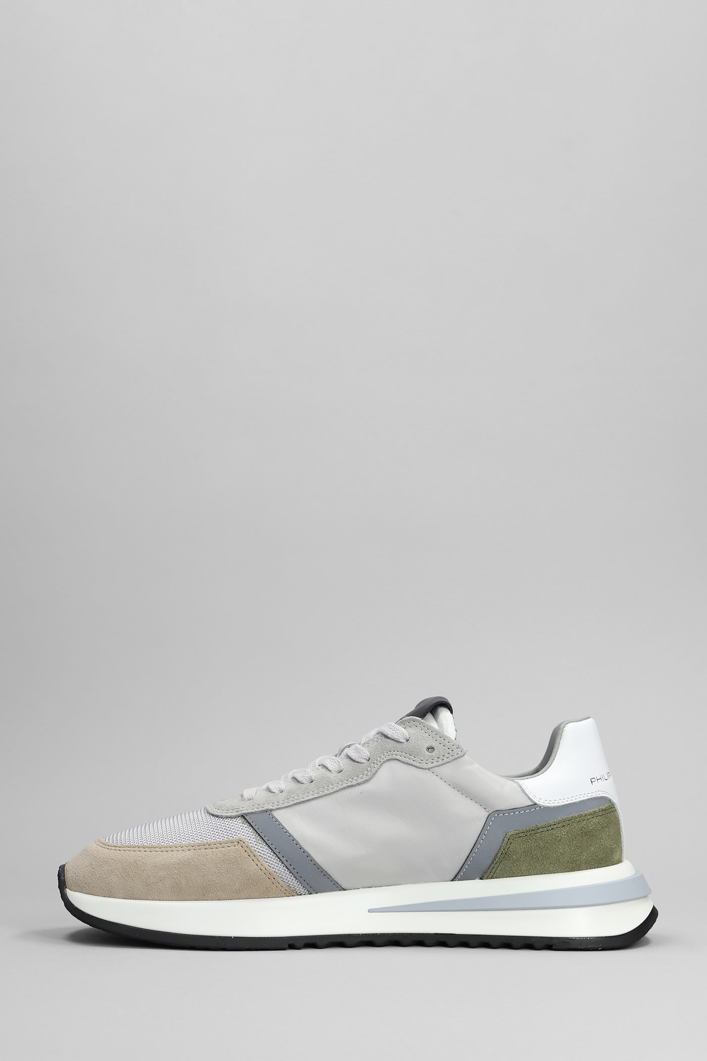Shop Philippe Model Tropez 2.1 Sneakers In Grey Suede And Fabric