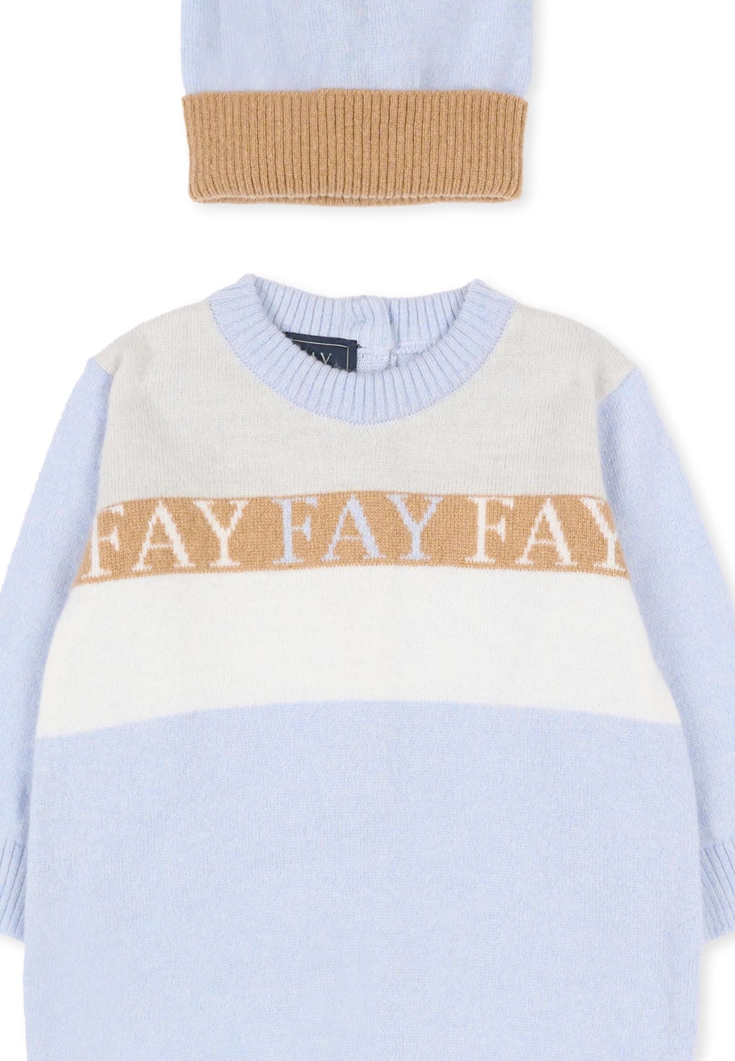 Fay Light Blue Set For Baby Boy With Logo In Blue