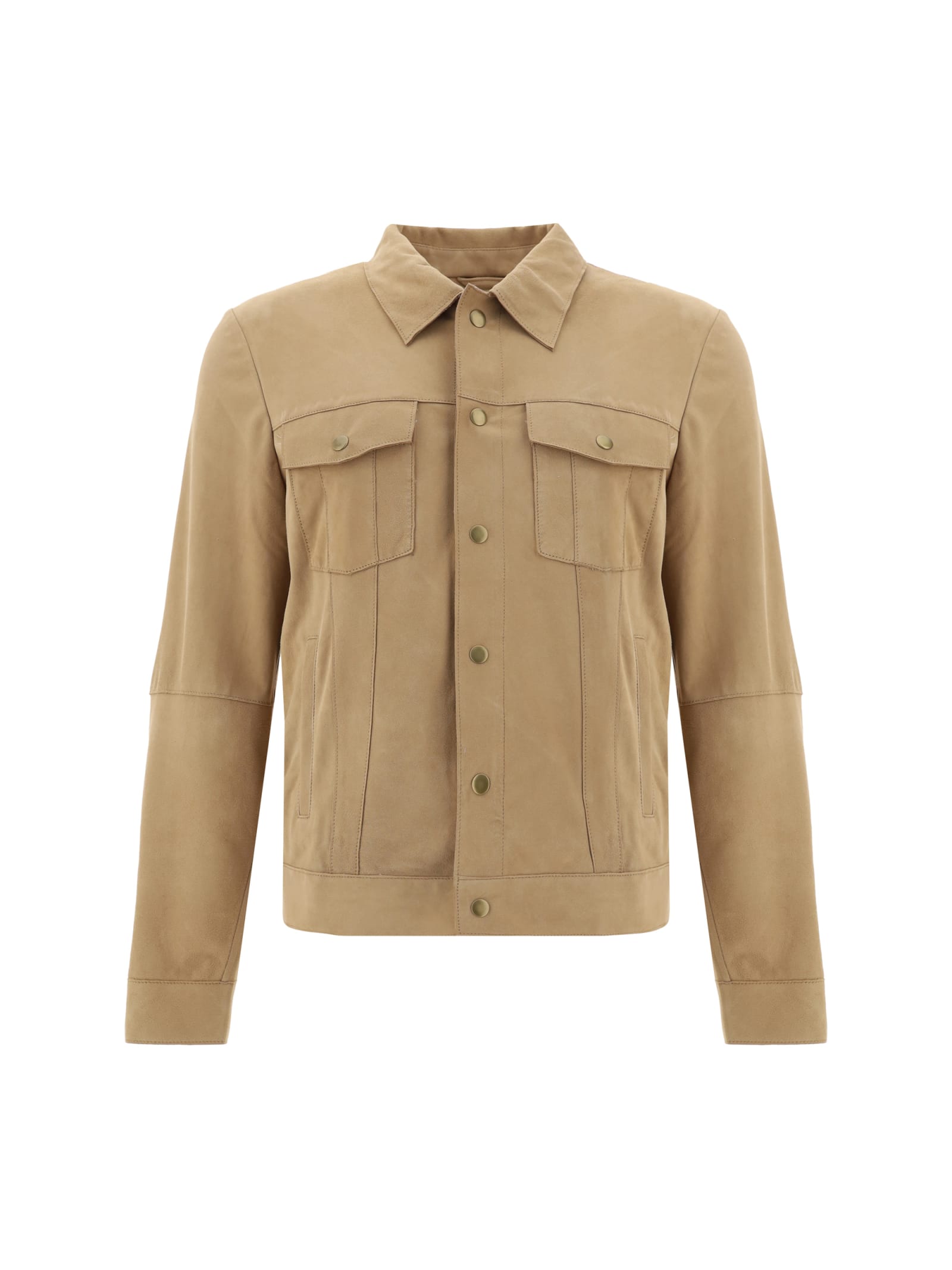 Shop D'amico Leather Jacket In Suede Beach Beige