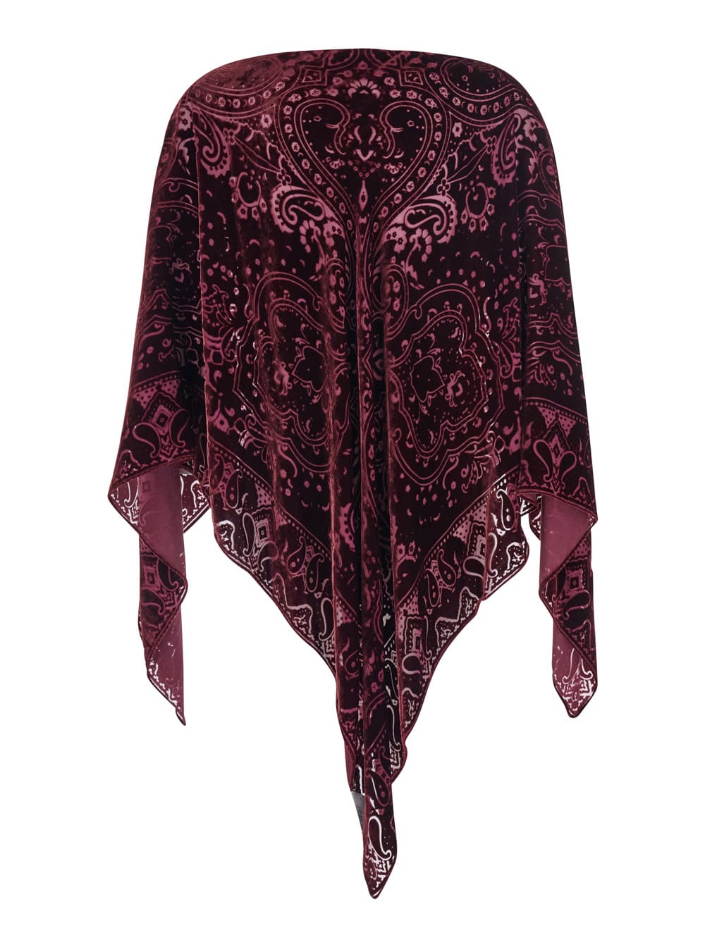 Etro Paisley Silk-blend Velvet Poncho In Burgundy