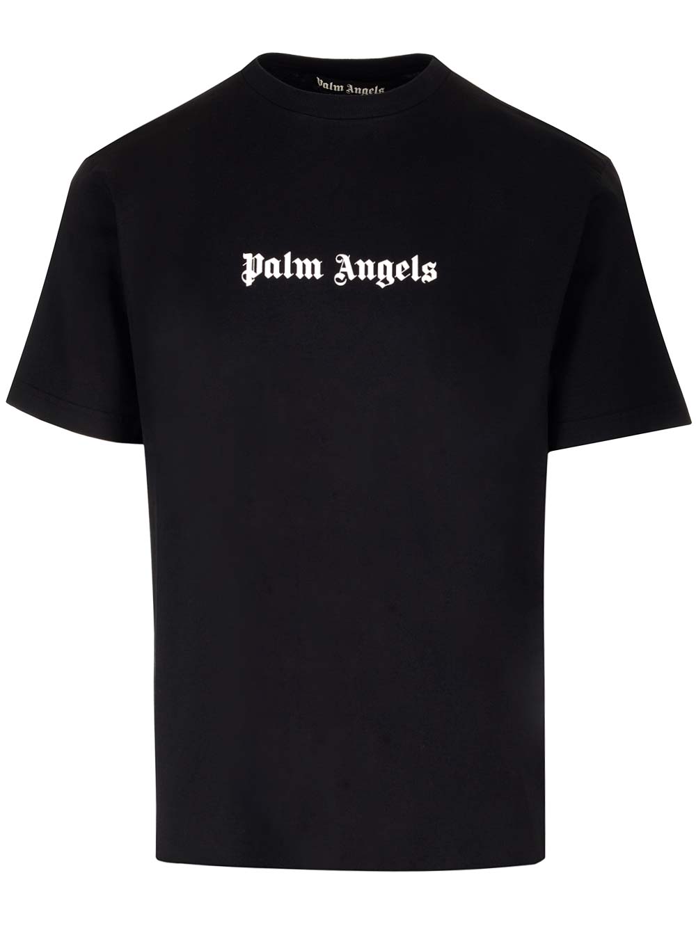 Palm Angels Black T-shirt With Logo In Black White