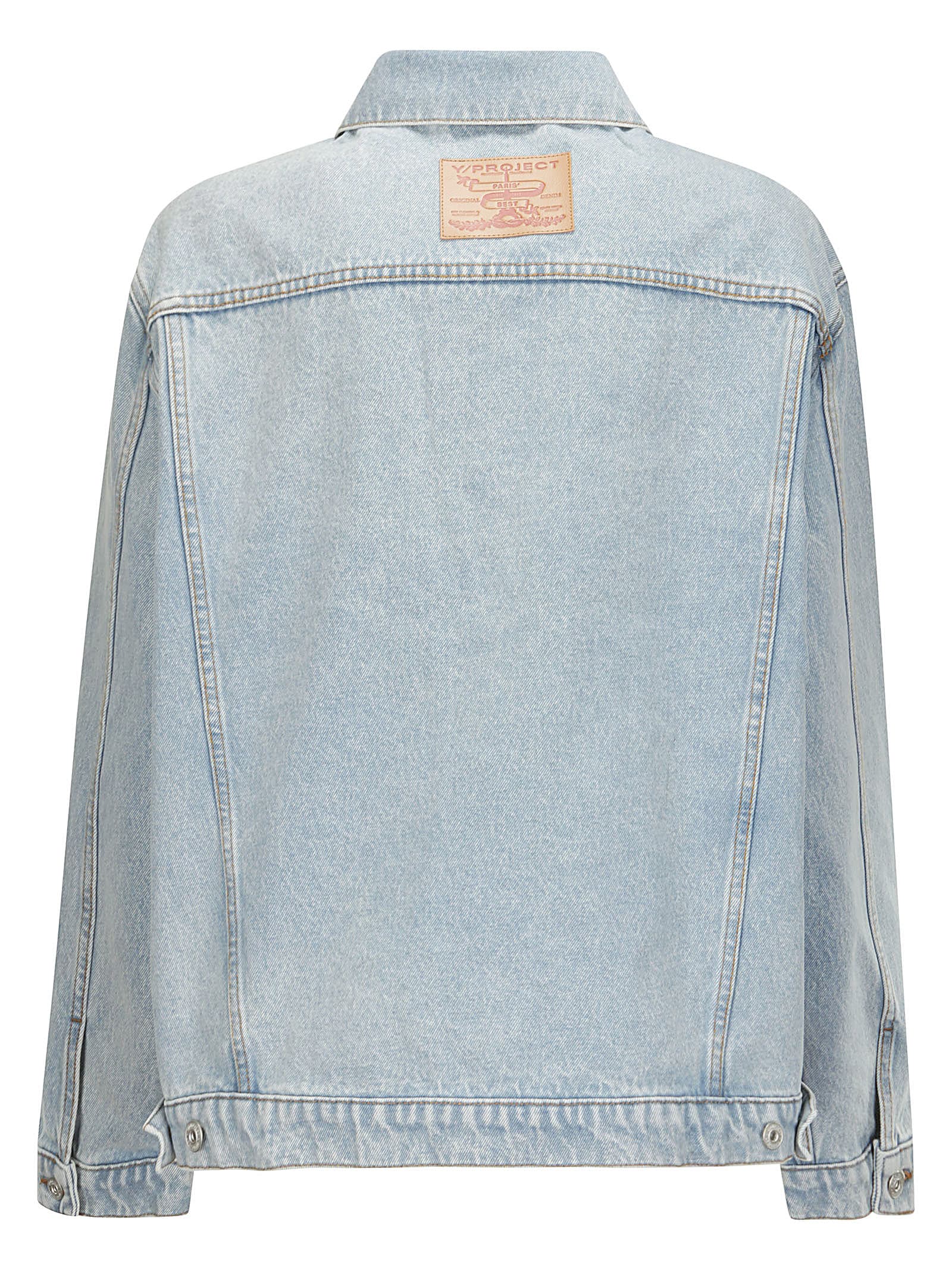 Shop Y/project Evergreen Wire Denim Jacket In Evergreen Ice Blue