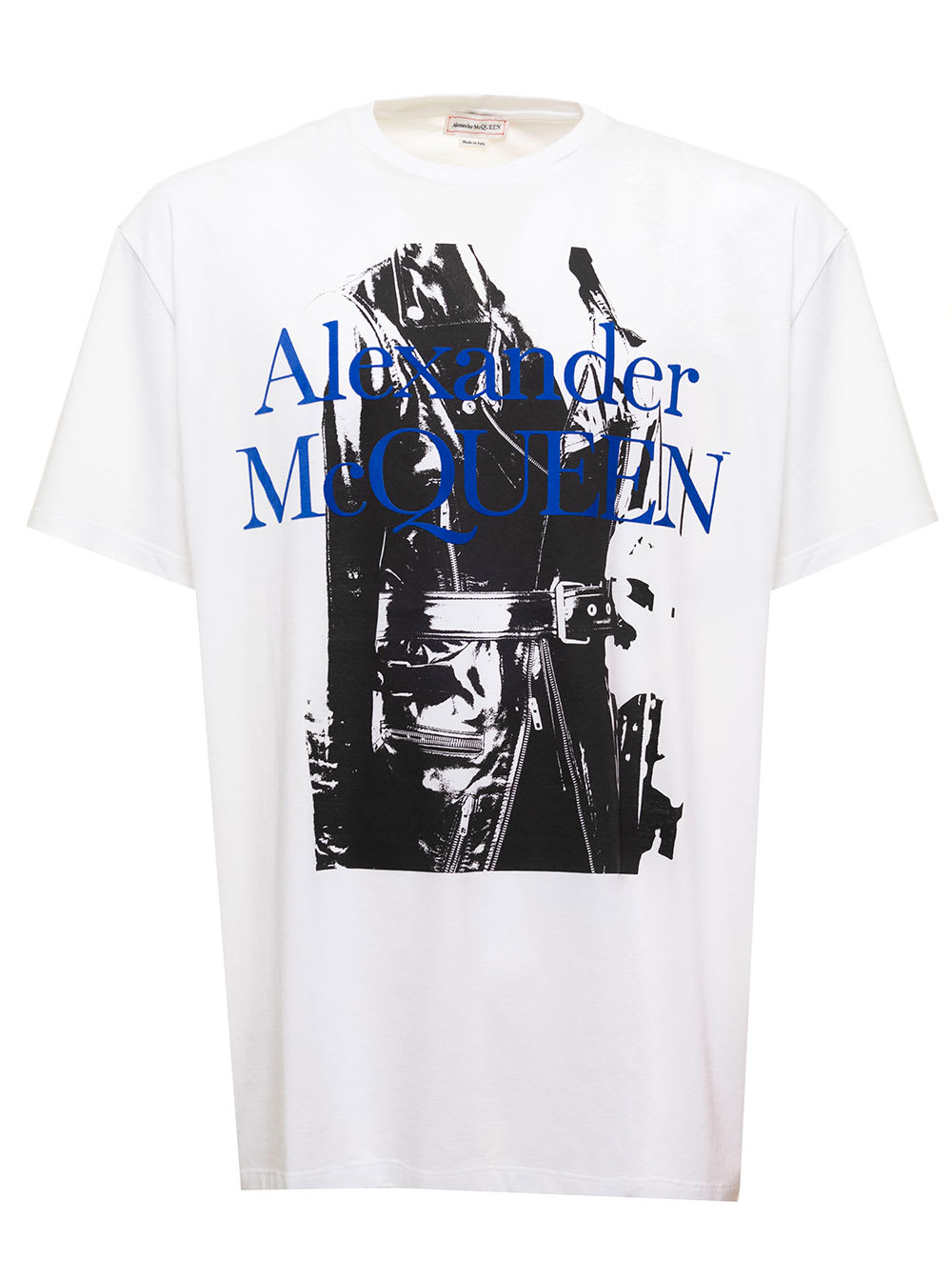 ALEXANDER MCQUEEN WHITE COTTON T-SHIRT WITH LOGO PRINT ALEXANDER MCQUEEN MAN